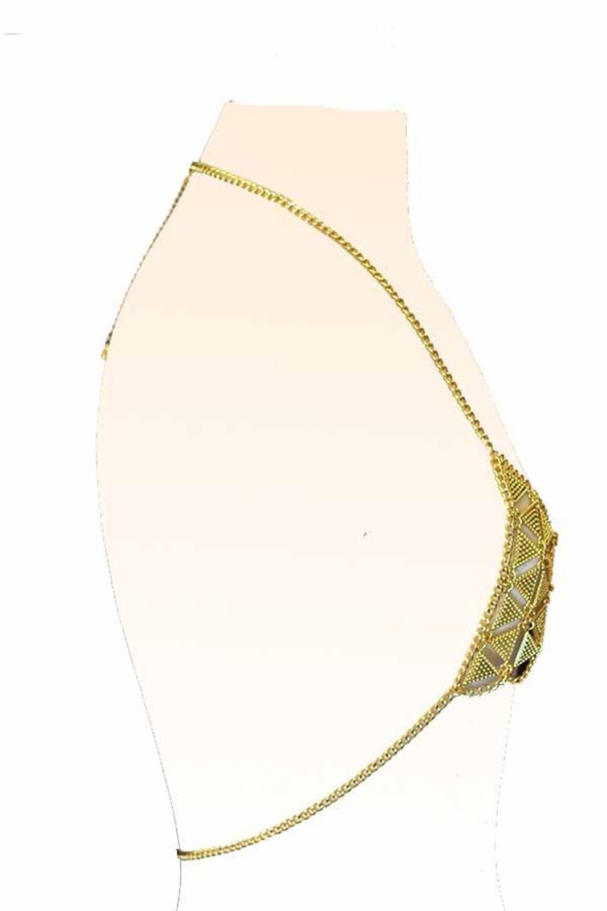 A stylish textured chain bralette featuring a sparkling design and adjustable lobster claw clasp.