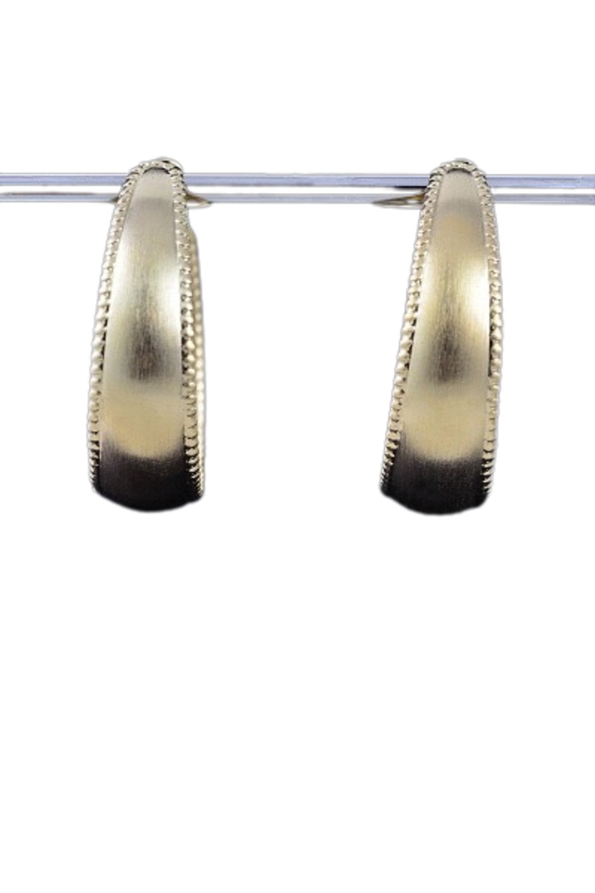 Elegant textured chain hoop earrings with a lever back closure, showcasing a stylish design and double plating.