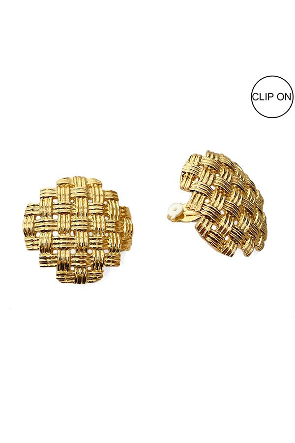 Elegant textured clip-on earrings with a 1.5-inch drop, perfect for any occasion.