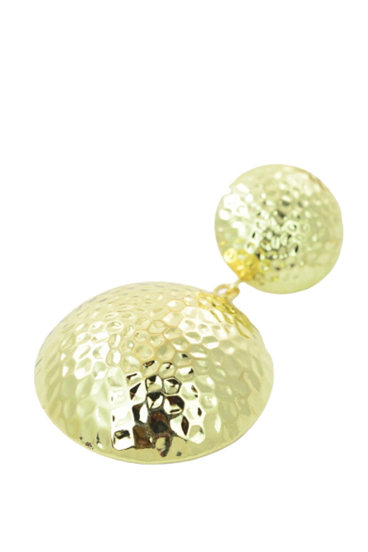 Stylish textured dome metal earrings with a double plated finish and post back closure, perfect for any occasion.