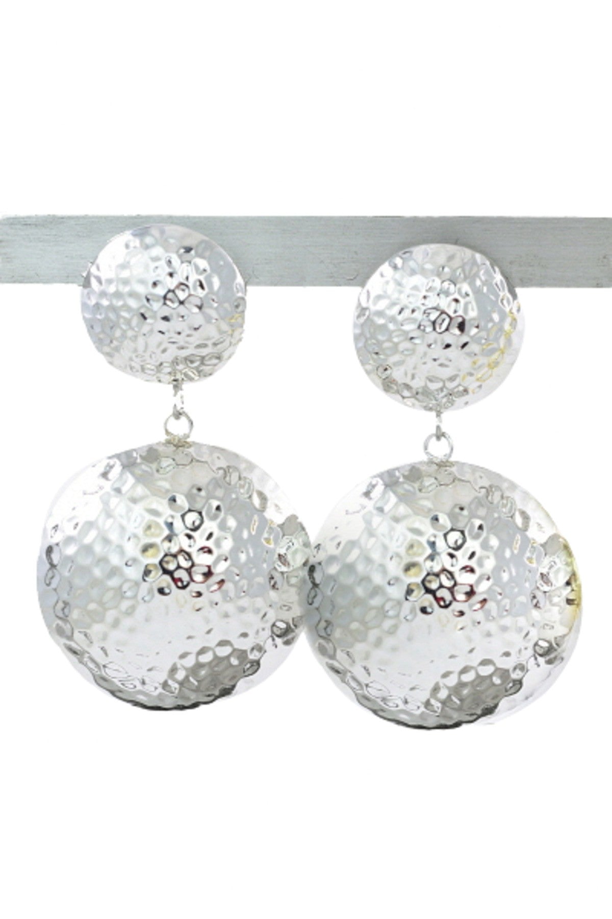 Stylish textured dome metal earrings with a double plated finish and post back closure, perfect for any occasion.