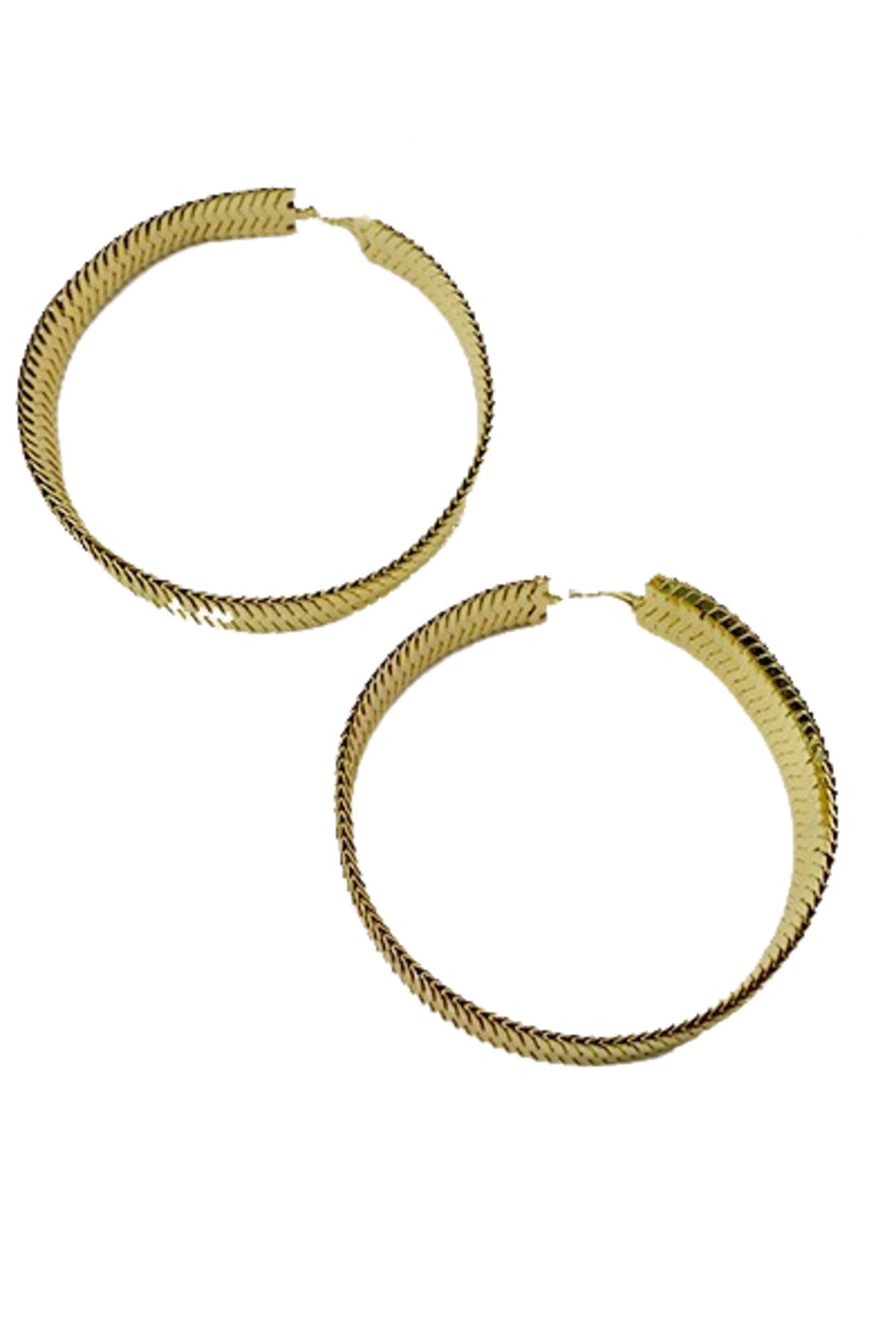 Large textured hoop earrings with a double plated finish and lever back closure, showcasing a stylish design.