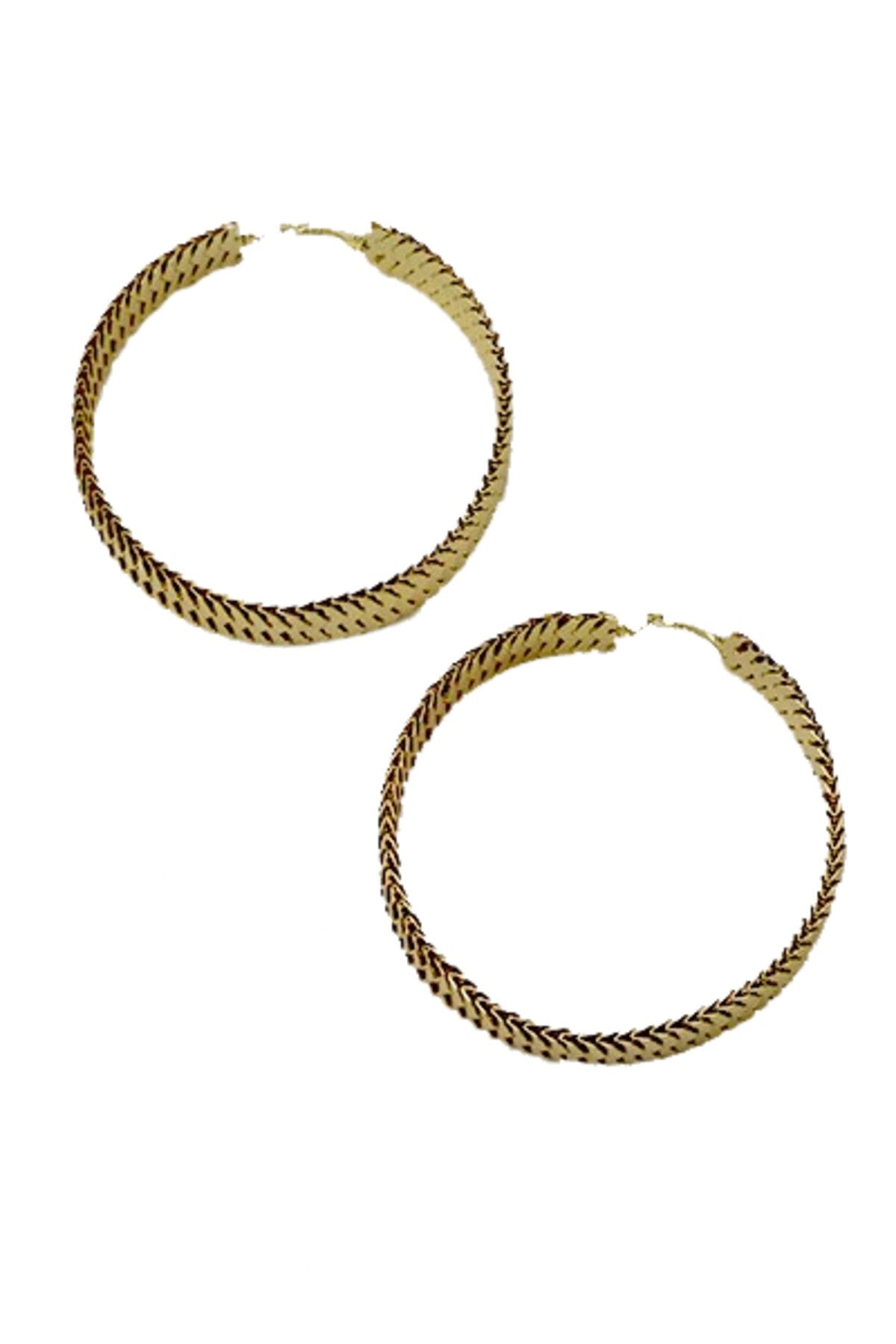 Medium textured hoop earrings with a double plated finish and lever back closure, showcasing a stylish design.