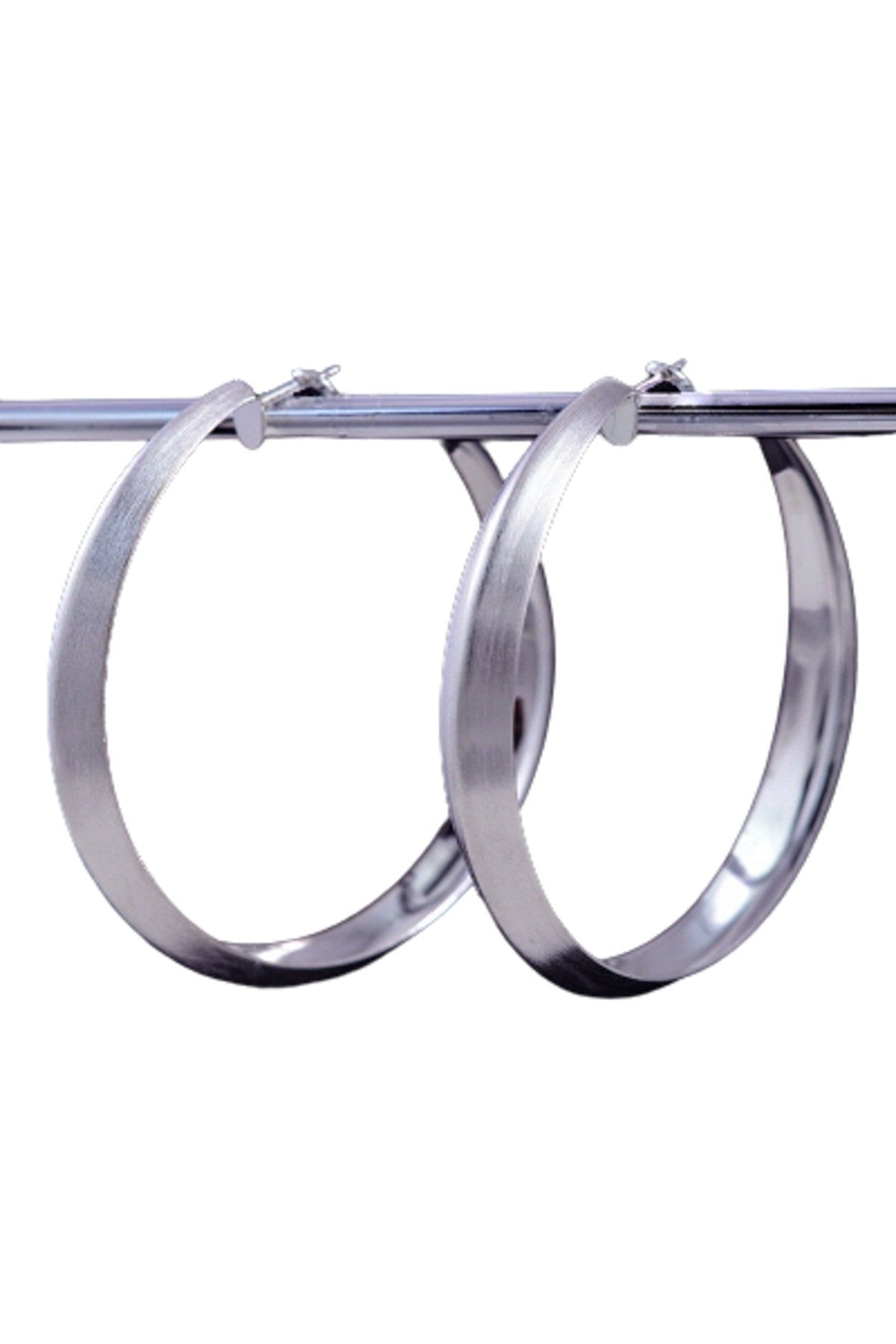 Elegant textured hoop earrings with a lever back closure, showcasing a double plated finish and a 2-inch drop length.