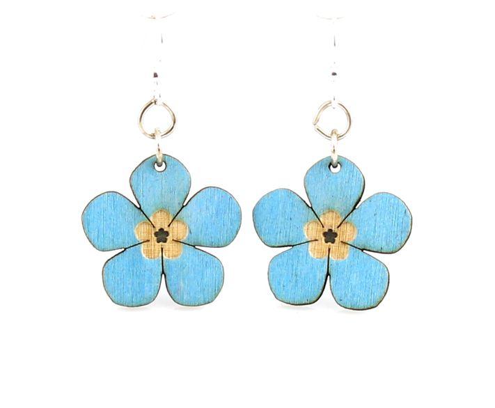 The Awesome Blossoms #138 earrings in Brilliant Blue, made from sustainably sourced wood with silver-finished stainless steel ear wires.