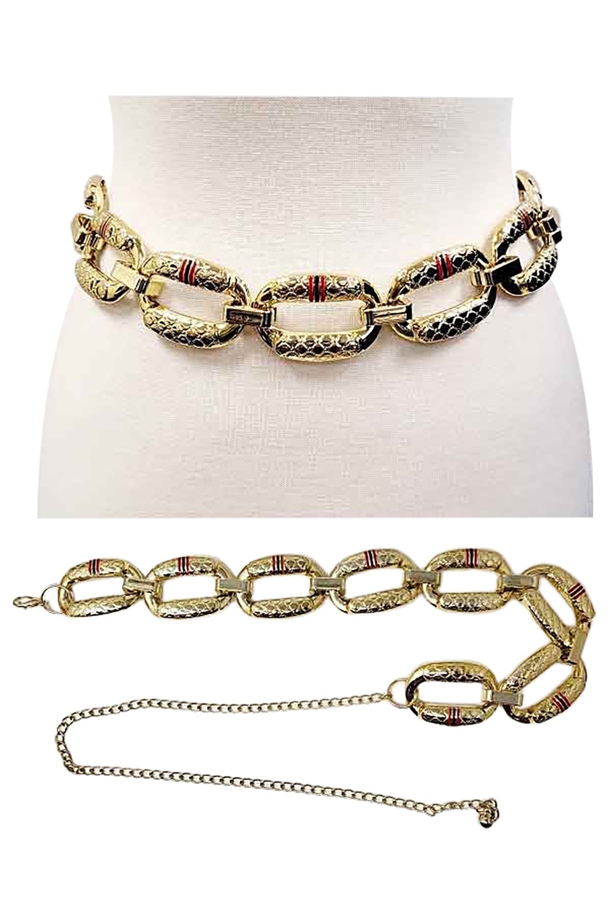 Thick and Big Chain Link Belt featuring a lobster claw clasp and extender, showcasing its robust design and stylish appearance.