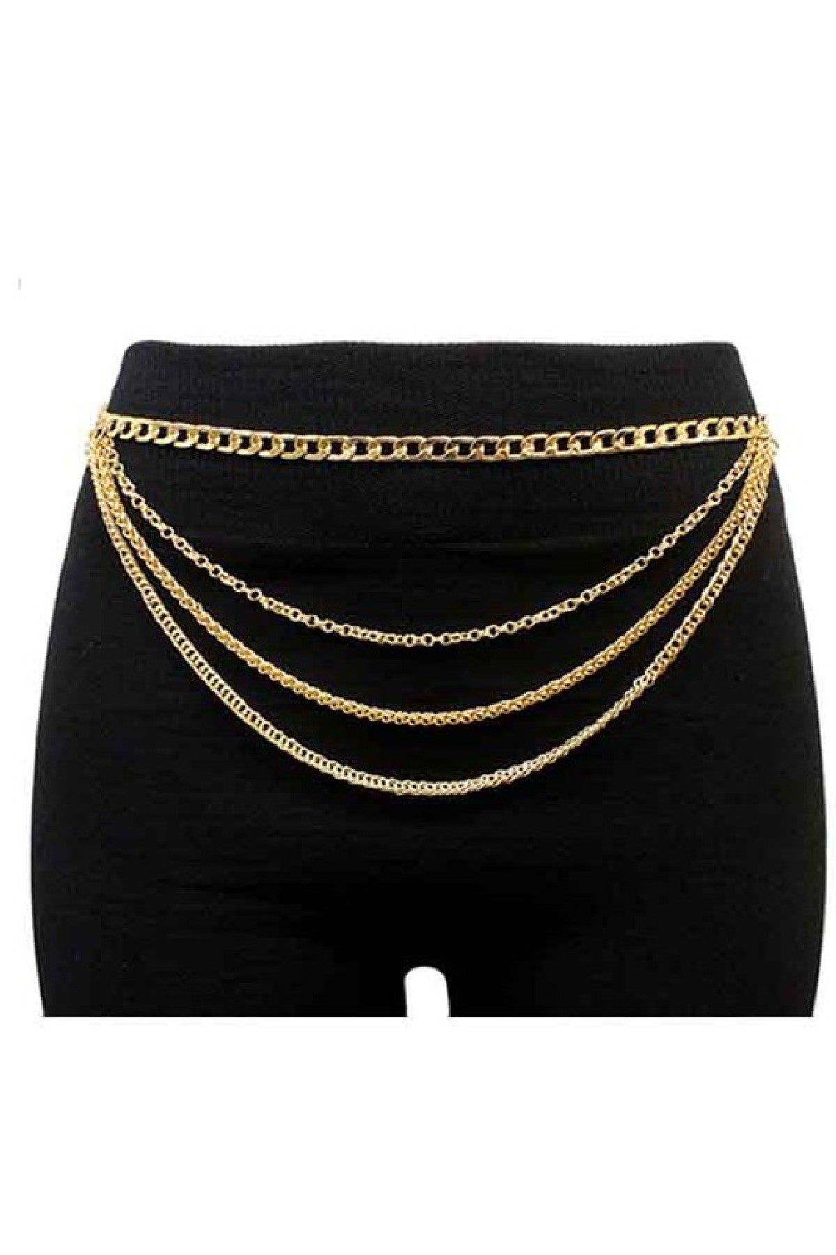 Thin Chain 3 Layered Chain Belt featuring a stylish design with a lobster claw clasp, perfect for enhancing any outfit.