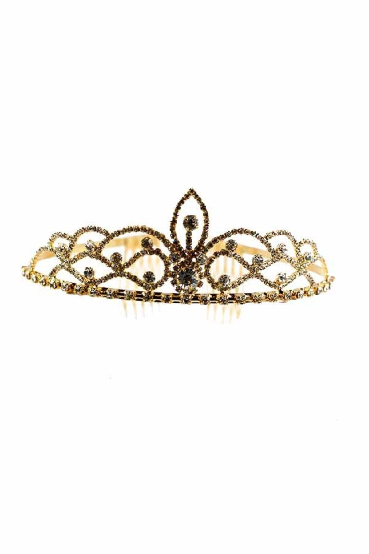 Crystal Wave Lined Tiara with elegant design and sparkling crystals, featuring a comb clasp for secure fit.