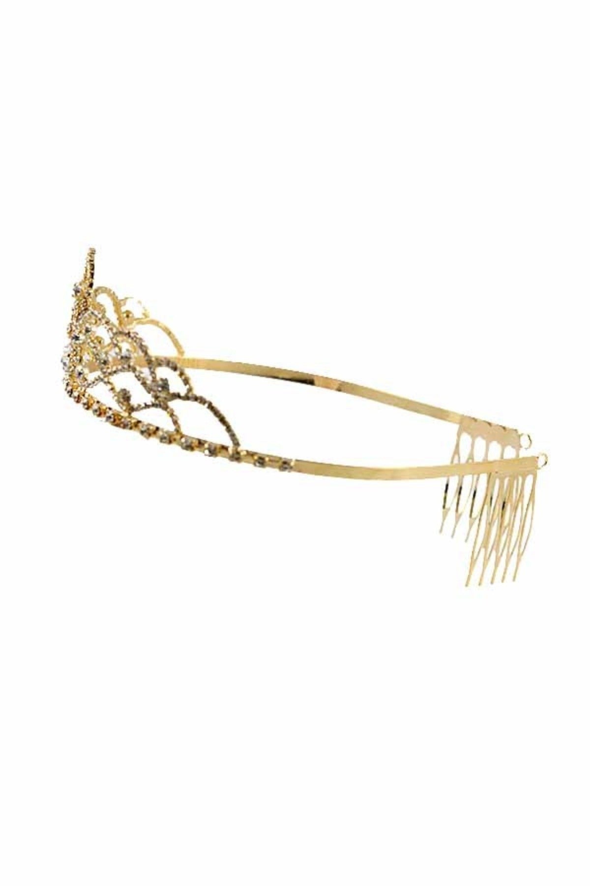 Crystal Wave Lined Tiara with elegant design and sparkling crystals, featuring a comb clasp for secure fit.