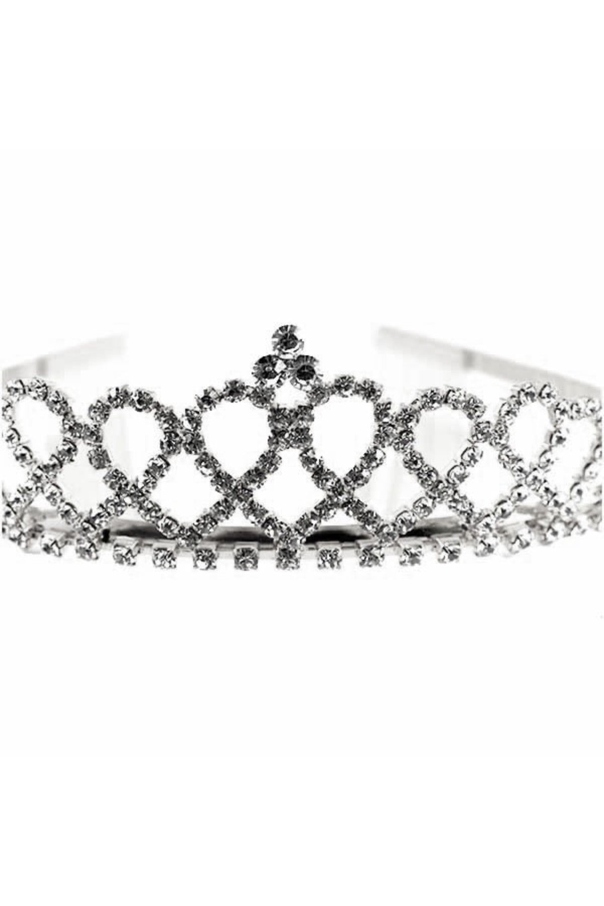 Crystal Wave Lined Tiara with sparkling crystals and a comb clasp, elegantly designed for special occasions.