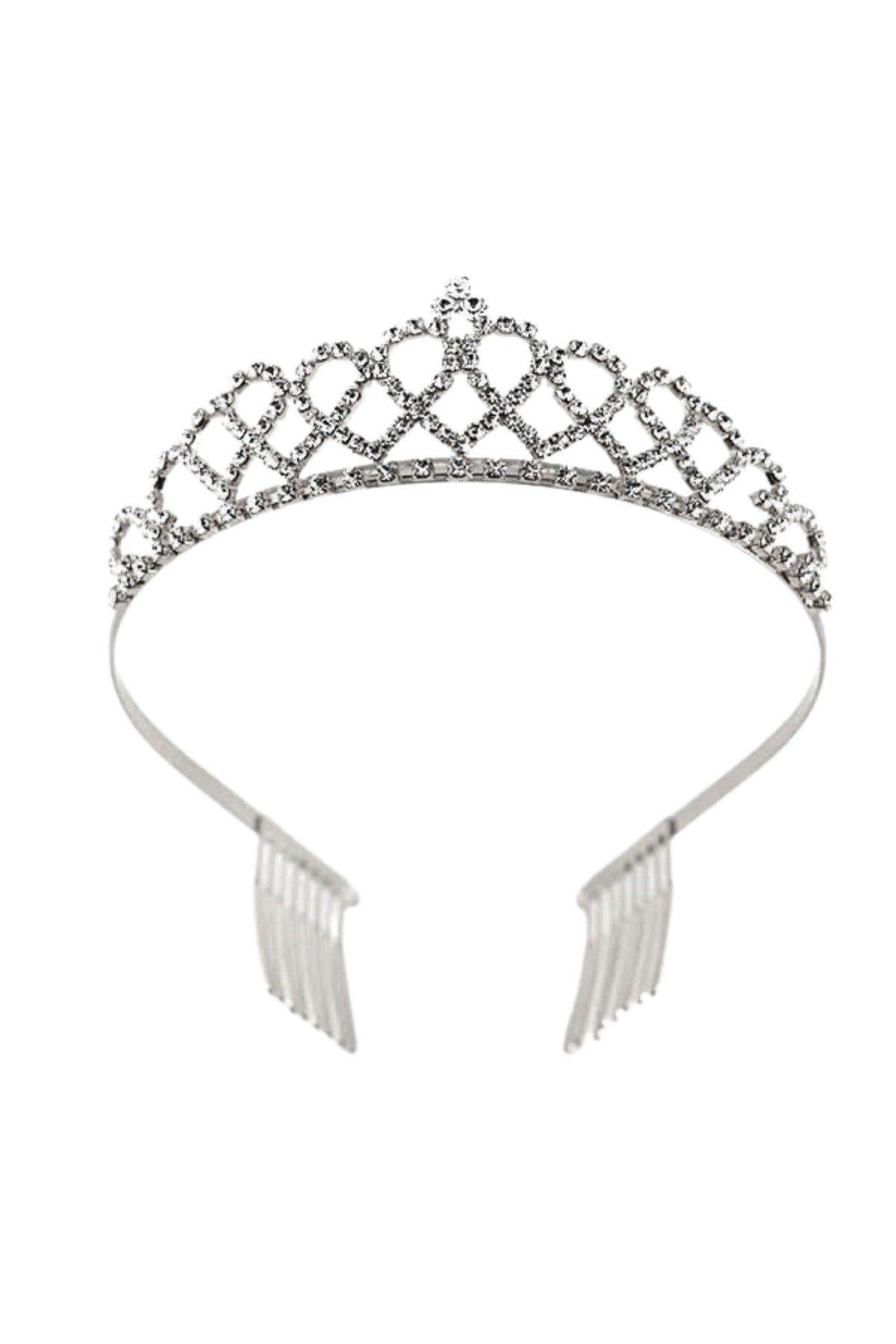 Crystal Wave Lined Tiara with sparkling crystals and a comb clasp, elegantly designed for special occasions.