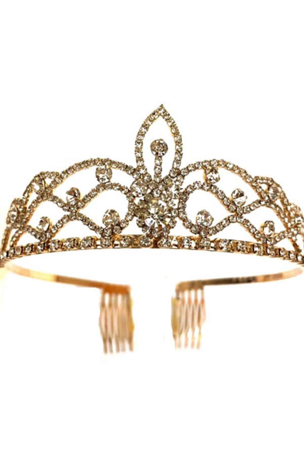 Elegant Crystal Wave Lined Tiara with sparkling crystals and a secure comb clasp, perfect for special occasions.