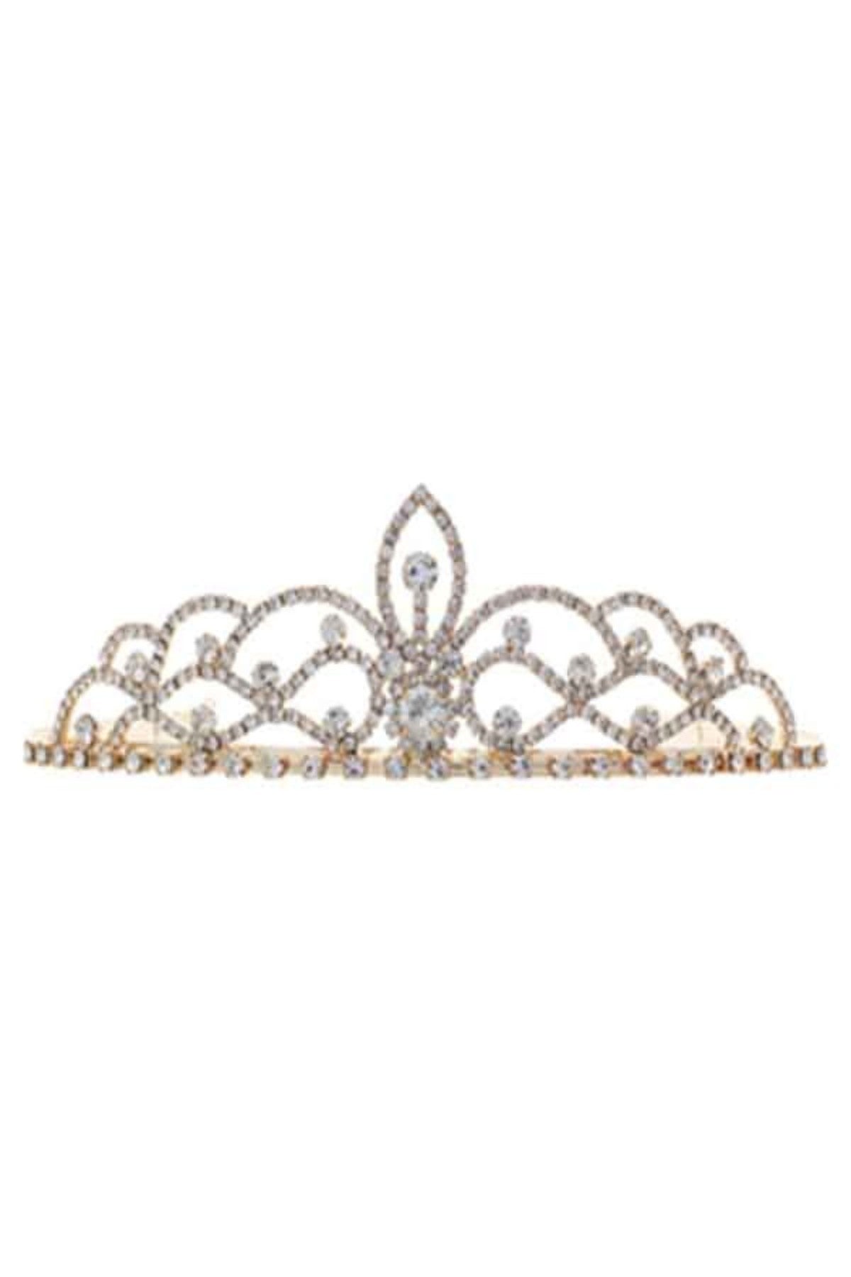 Elegant Crystal Wave Lined Tiara with sparkling crystals and a secure comb clasp, perfect for special occasions.