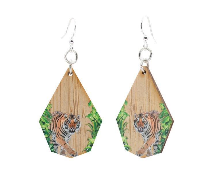 Tiger Bamboo Earrings #900 featuring a unique tiger bamboo pattern, lightweight and eco-friendly design, perfect for everyday wear.