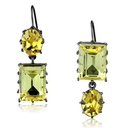 TK2709 IP Light Black Stainless Steel Earrings featuring multi-color top-grade crystals, showcasing a modern and elegant design.