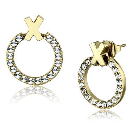 TK2271 IP Gold Stainless Steel earrings featuring clear top-grade crystals, elegantly designed for any occasion.