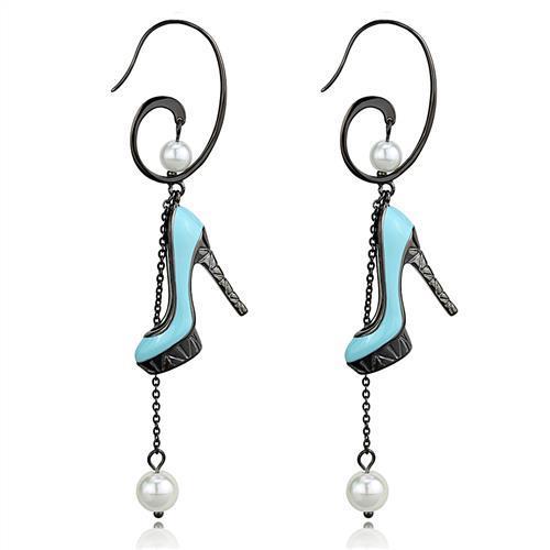 TK2721 IP Light Black Stainless Steel Earrings featuring synthetic white pearls, showcasing a modern and elegant design.