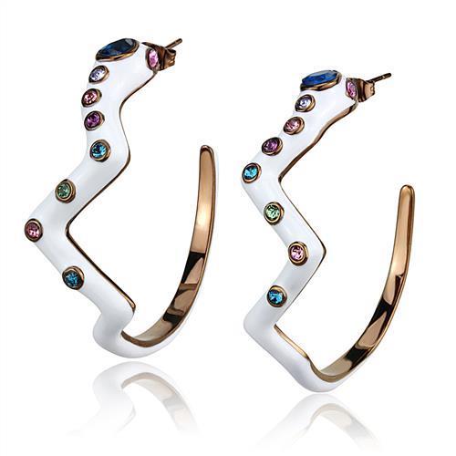 TK2729 IP Coffee light Stainless Steel Earrings featuring a top grade multi-color crystal, showcasing elegance and modern design.