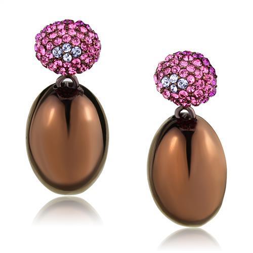 TK2787 IP Coffee light Stainless Steel Earrings featuring multi-color top-grade crystals and elegant design.