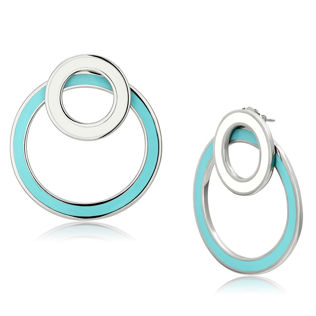 TK916 High Polished Stainless Steel Earrings featuring vibrant multi-color epoxy stones, elegantly designed for comfort and style.