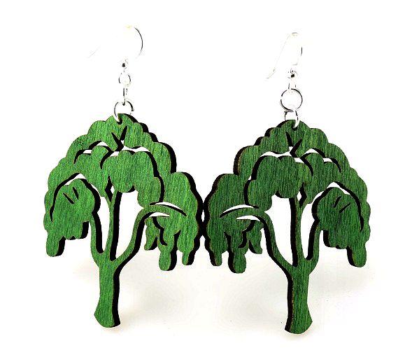 Elegant Tree of Life Earrings made from sustainably sourced wood, featuring intricate laser-cut design and hypoallergenic silver-finished ear wires.