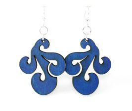 Tri Wave Earrings #1310 in Royal Blue, made from sustainably sourced wood with hypoallergenic silver-finished ear wires.