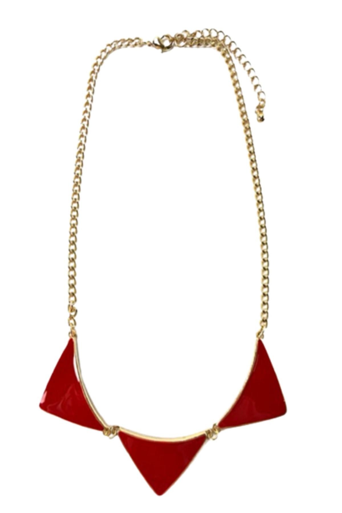 A stylish triangle pendant necklace with an adjustable chain, showcasing a modern design suitable for various occasions.