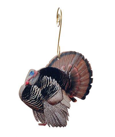 Turkey Ornament #9946 made from eco-friendly birch wood or recycled paper, featuring a laser-cut design and smooth finish.