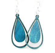 Aqua marine Water Droplet Earrings #1300 made from sustainably sourced wood with silver-finished stainless steel ear wires.