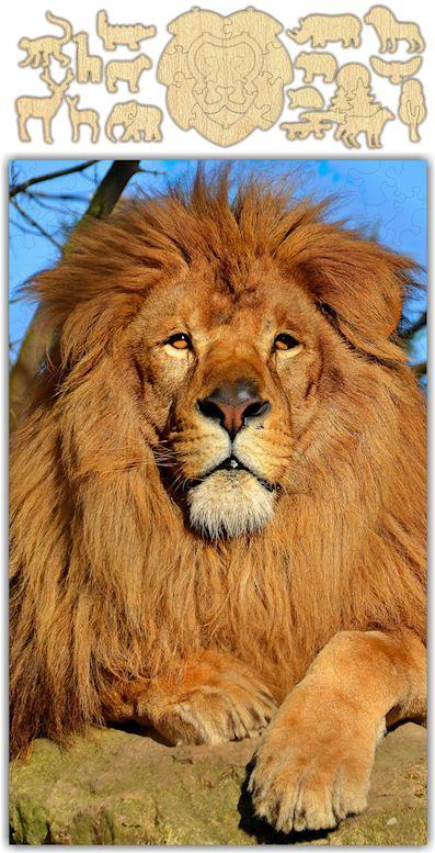 Whimsical Lion Jigsaw Puzzle featuring 153 pieces, beautifully designed with vibrant colors and high-quality materials, perfect for framing.