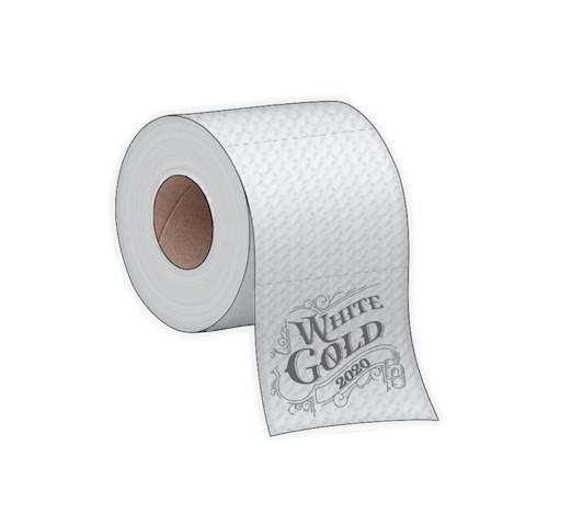 White Gold Toilet Paper Magnet #M007 showcasing its elegant design and strong neodymium magnet feature.