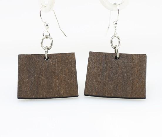 Wyoming State Earrings made from lightweight laser-cut wood, featuring a unique design and hypoallergenic stainless steel ear wires.