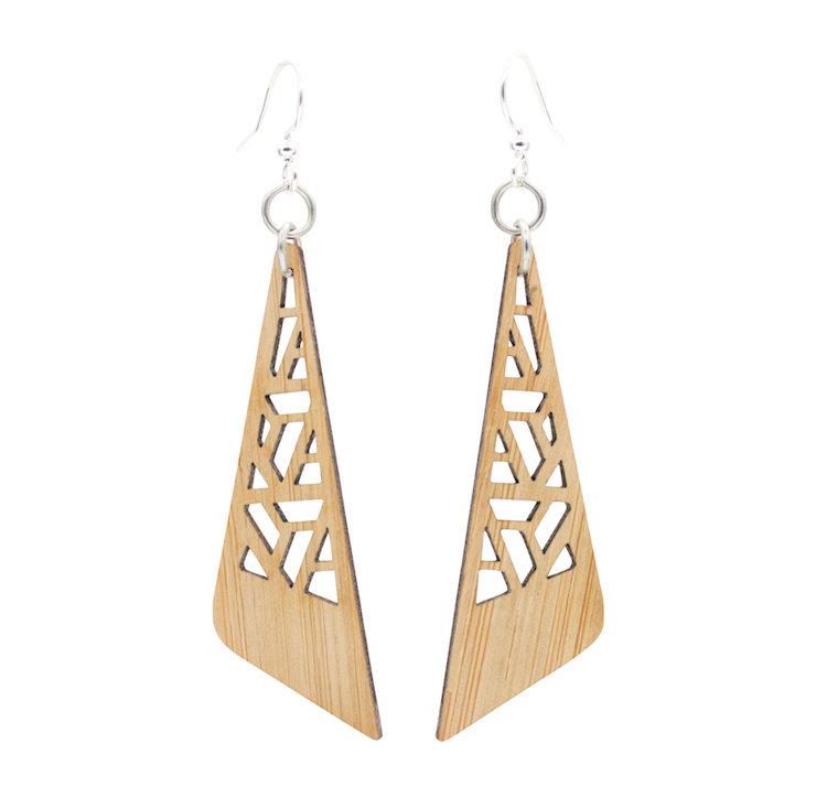 Zetangle Bamboo Earrings #972 featuring elegant, minimalistic design made from sustainable bamboo, showcasing natural look and feel.