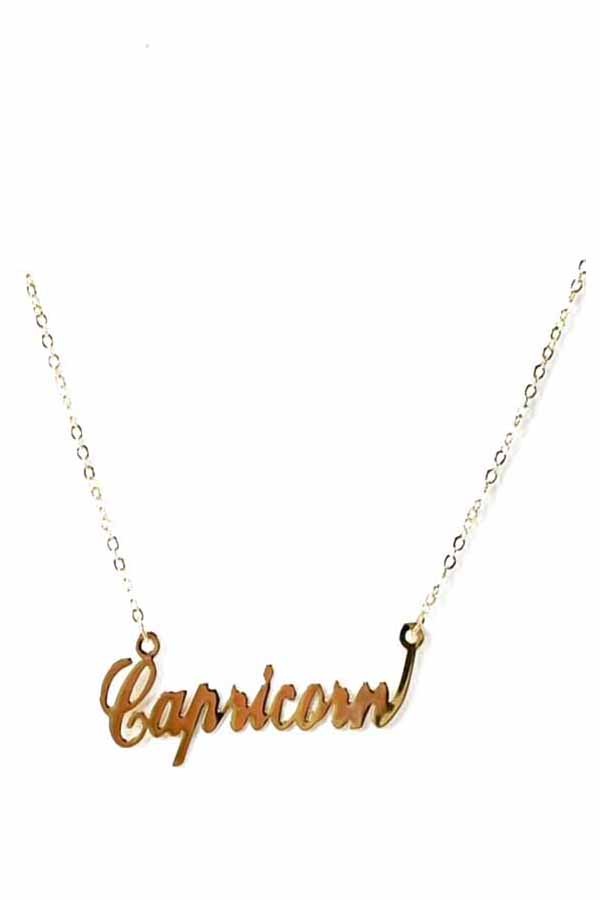 ZODIAC Necklace featuring Capricorn design, triple plated with lobster claw clasp.