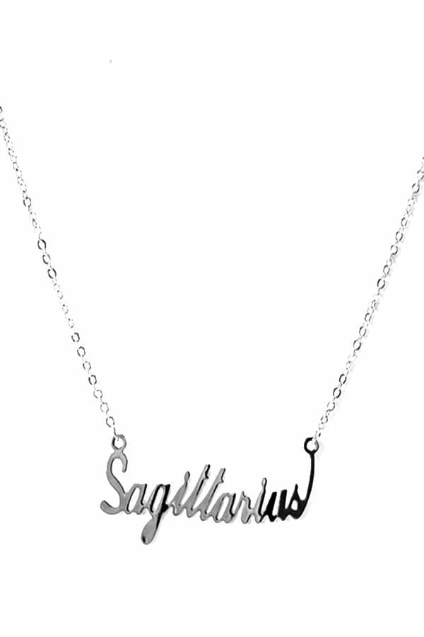 ZODIAC Necklace featuring Sagittarius design, triple plated with lobster claw clasp and adjustable length.