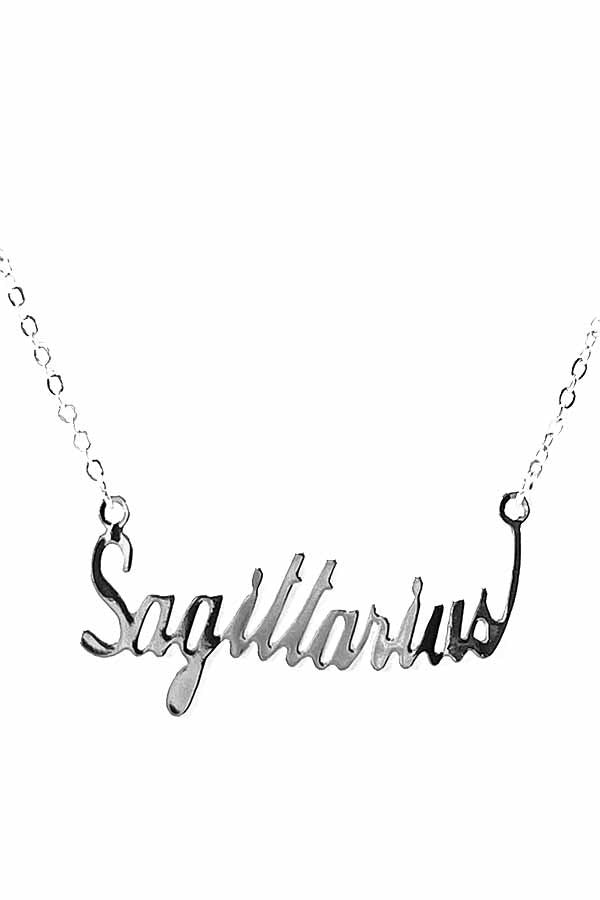 ZODIAC Necklace featuring Sagittarius design, triple plated with lobster claw clasp and adjustable length.