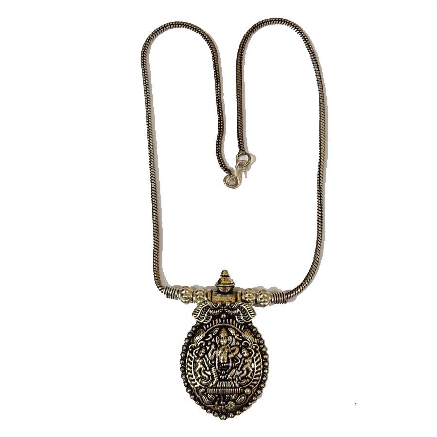 Bohotusk Shiva Oval Oxidised Silver Pendant Necklace featuring a 6cm oval pendant on a 54cm chain, showcasing intricate design and durable craftsmanship.