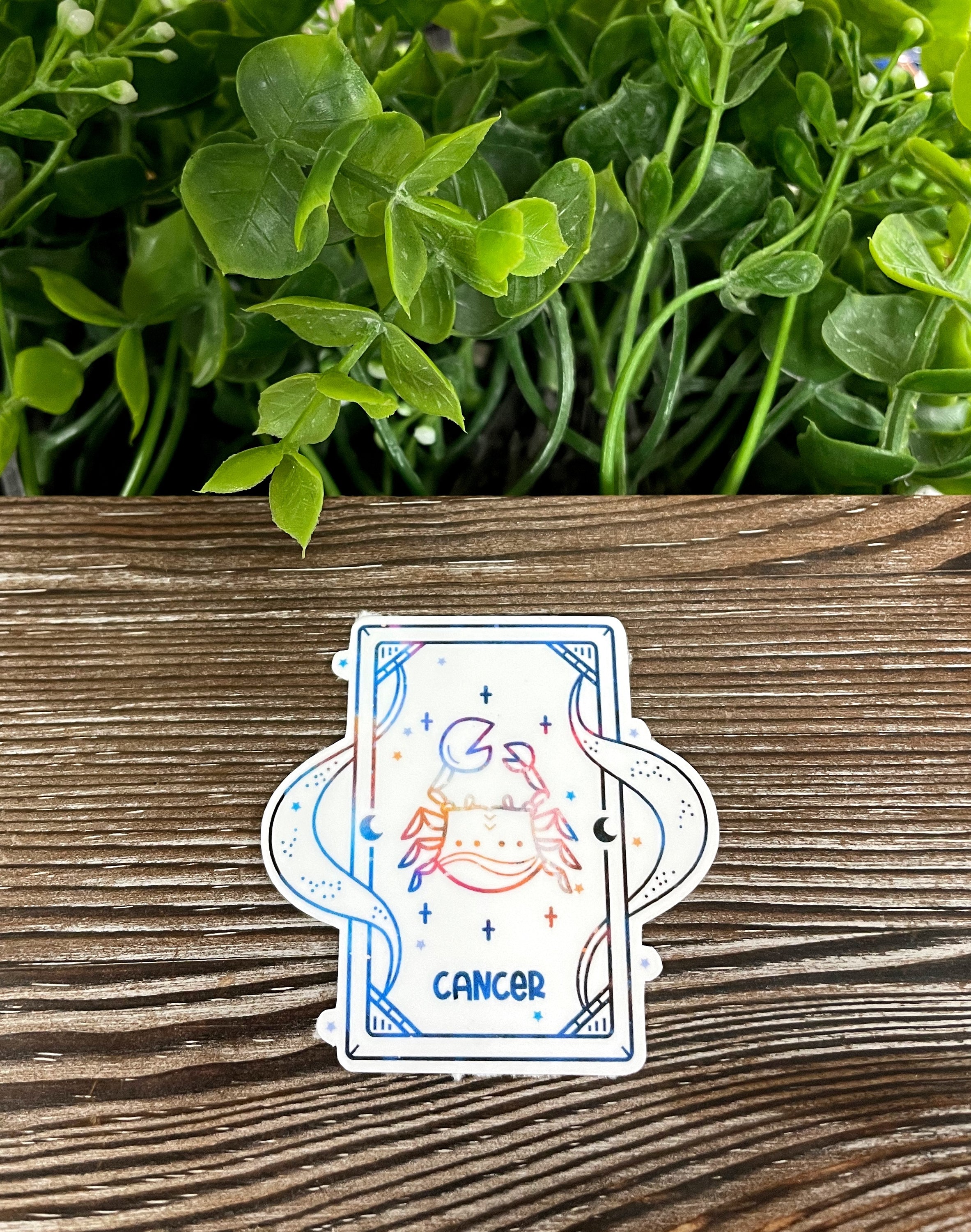 A vibrant Cancer Zodiac Tarot Card Sticker featuring intricate designs, perfect for personalizing smooth surfaces.