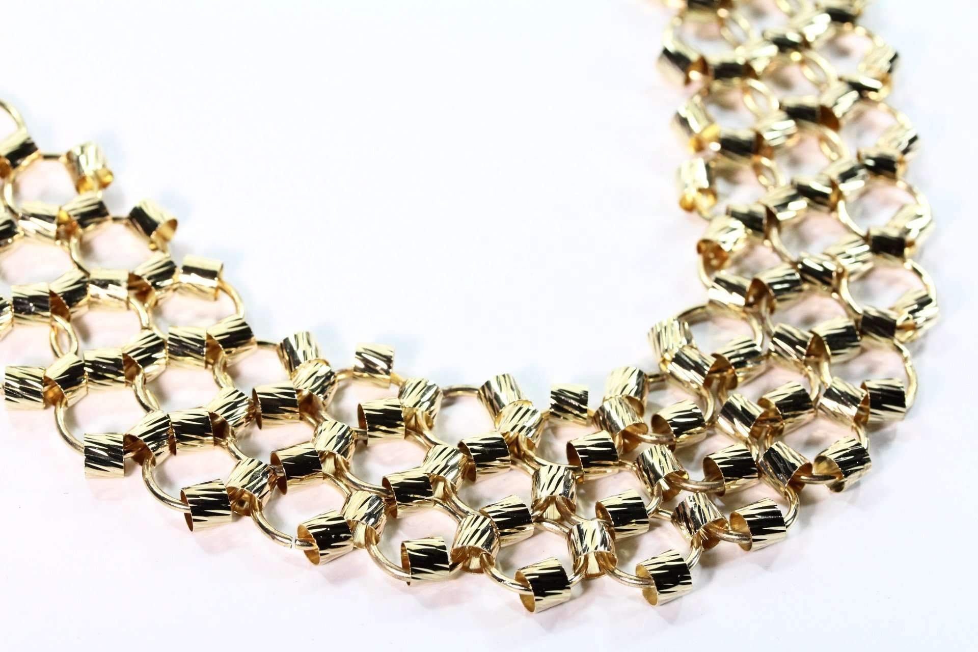 Elegant gold-tone Classic Honeycomb Necklace with etched design, perfect for any occasion.