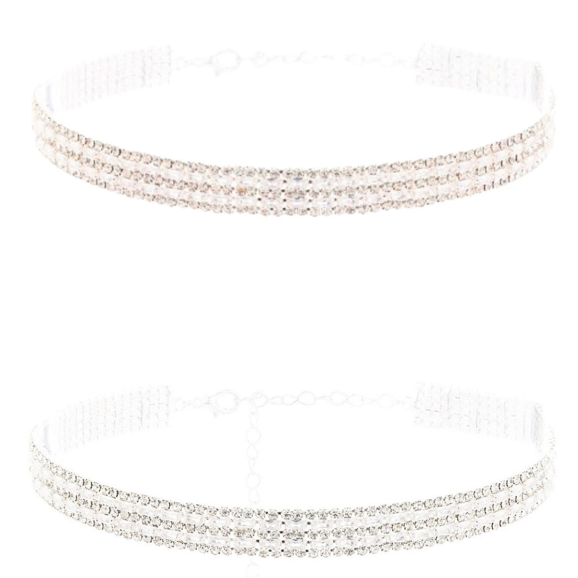 A beautiful Crystal Baguette Choker featuring sparkling crystals and a lobster claw clasp, perfect for elegant occasions.