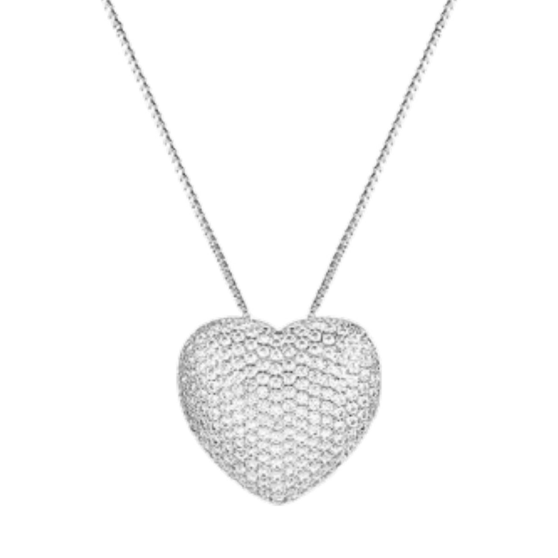 A beautiful Crystal Heart Pendant Necklace featuring a sparkling heart-shaped crystal, secured with a durable lobster claw clasp.