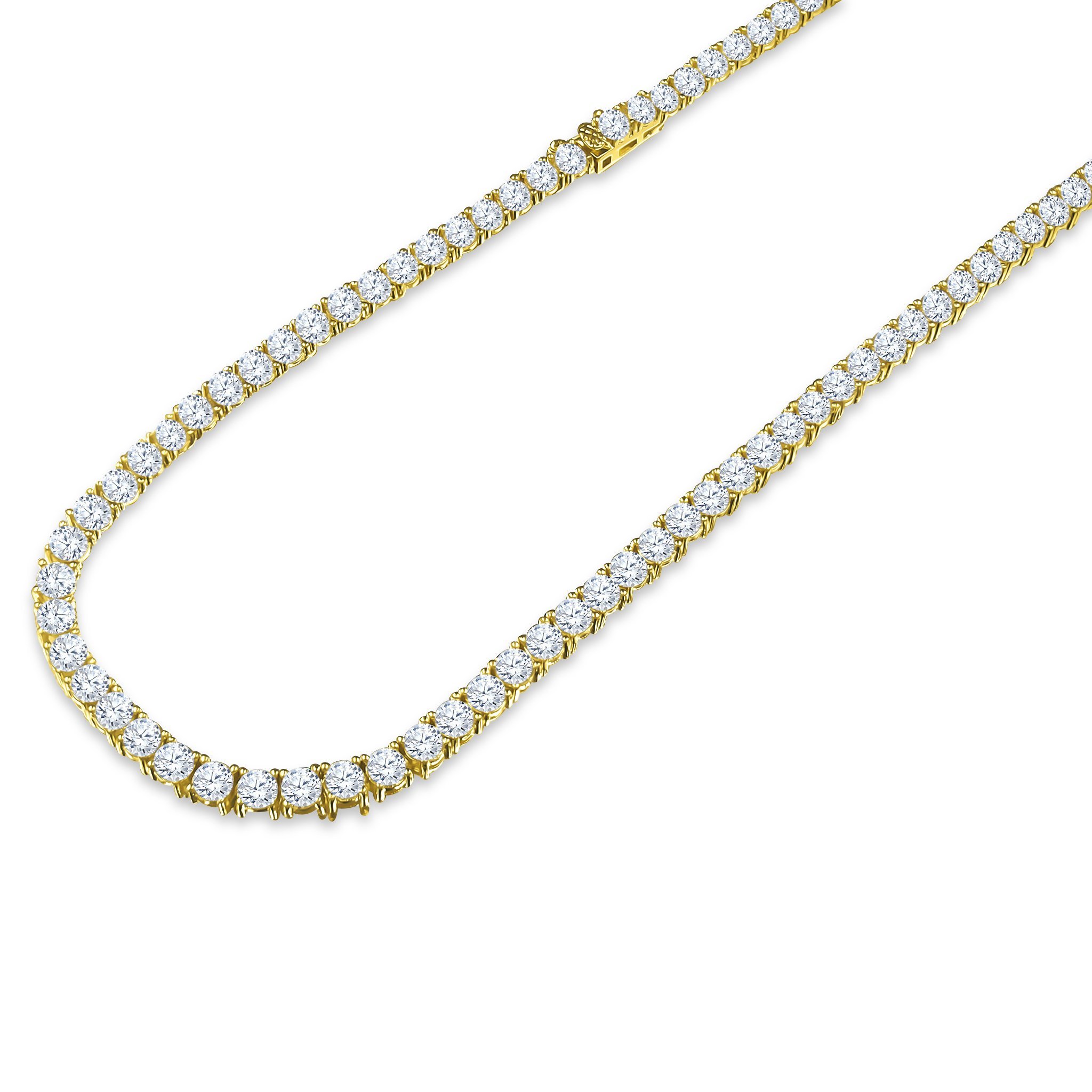 CZ One Row Gold Chain featuring sparkling cubic zirconia stones, elegantly designed in a 24-inch length.