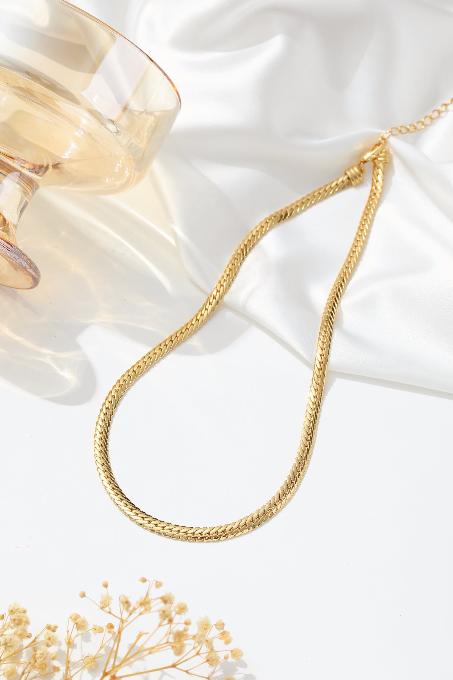 Gold Classic Herringbone Necklace featuring a sleek design and polished finish, perfect for layering or wearing alone.