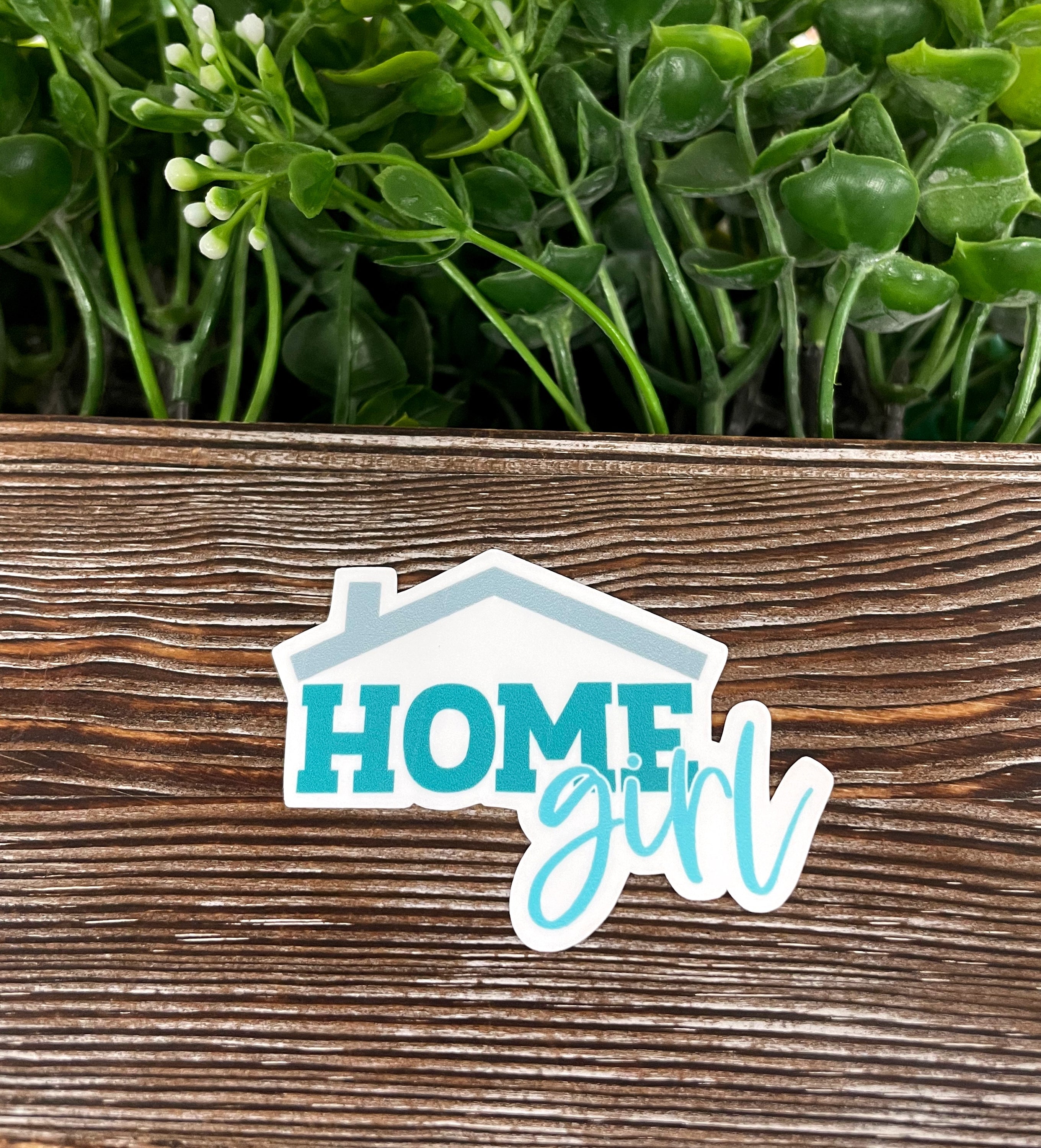 Home Girl Real Estate die cut vinyl sticker featuring a boho design, perfect for personalizing water bottles and notebooks.