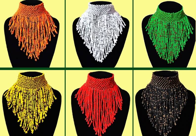 Maasai Handmade Beaded Choker Necklace featuring multiple strands of black seed beads, symbolizing joy and crafted by skilled artisans.