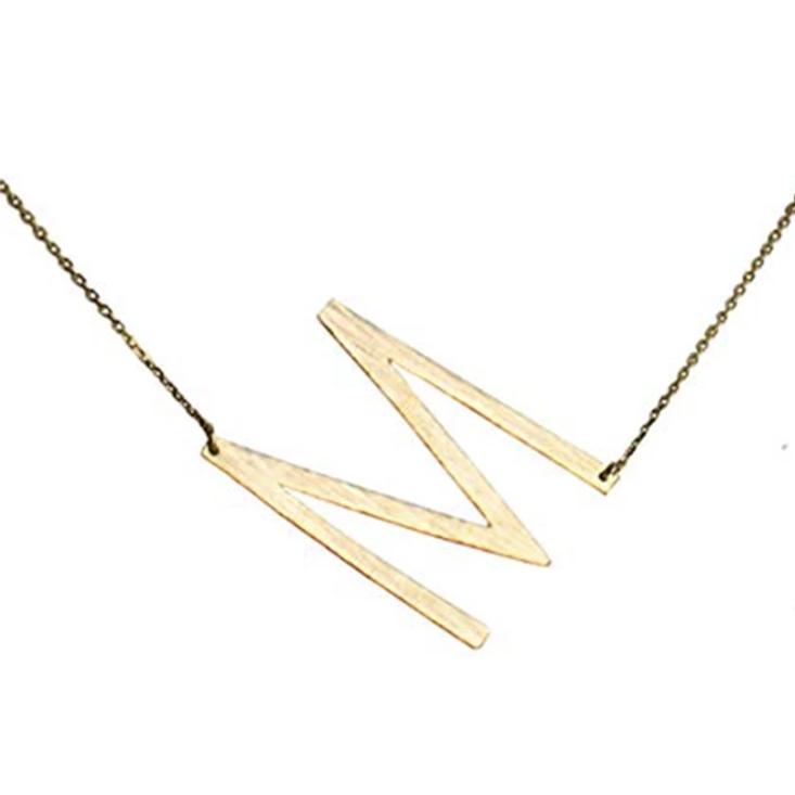 Gold-dipped brass Monogram Collection Initial Necklace with adjustable chain and elegant design.