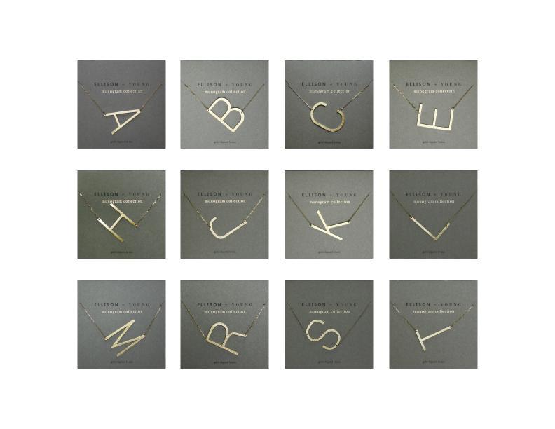 Gold-dipped brass Monogram Collection Initial Necklace with adjustable chain and elegant design.