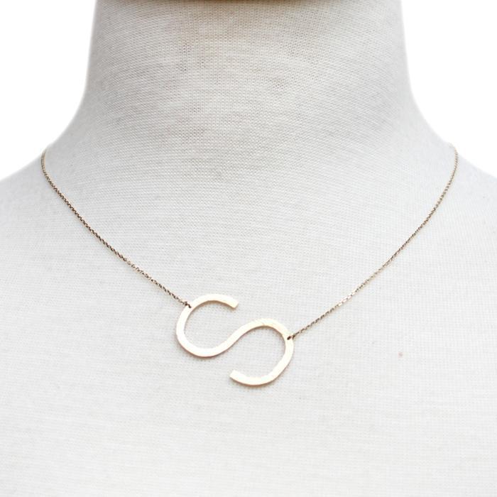 Gold-dipped brass Monogram Collection Initial Necklace with adjustable chain and elegant design.