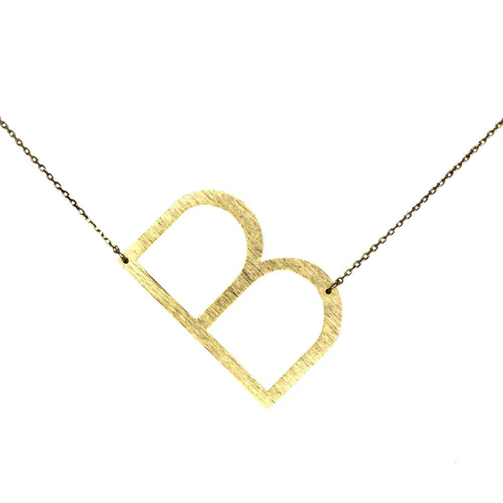 Gold-dipped brass Monogram Collection Initial Necklace with adjustable chain and elegant design.