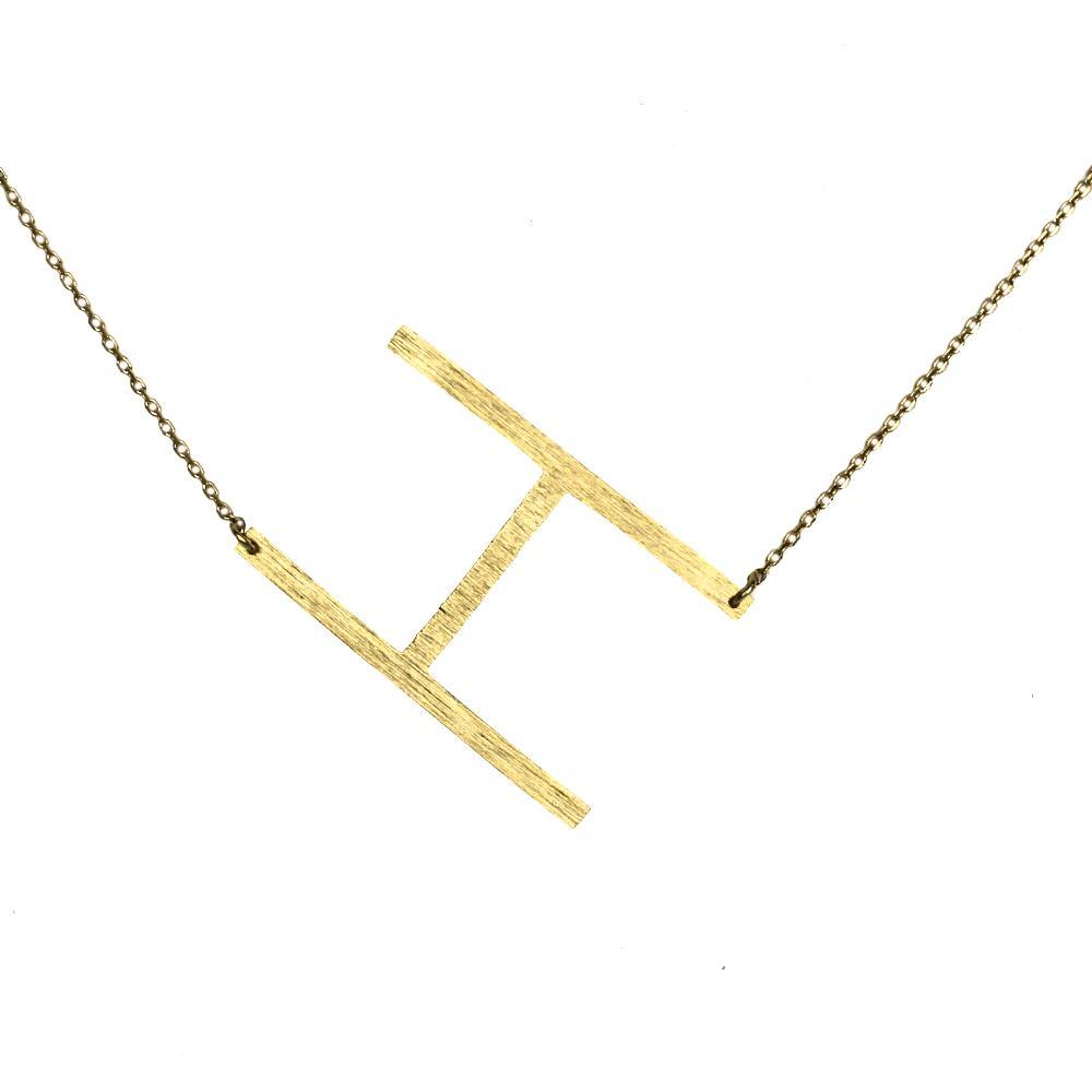 Gold-dipped brass Monogram Collection Initial Necklace with adjustable chain and elegant design.